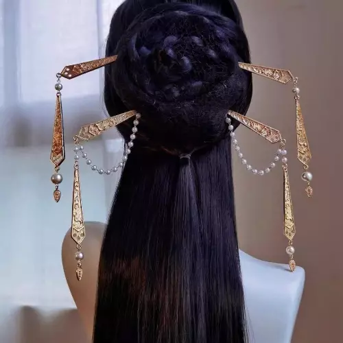 Long Gold Chinese Tassel Hairpin Accessories Ancient Headdress Headwear 4PCS
