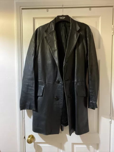 Mens Vintage Strong And Fisher Ltd Black Leather Jacket