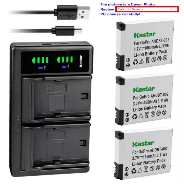 Kastar Battery LTD2 Charger for AHDBT 001 002 & GoPro HD HERO 2 Action Camera