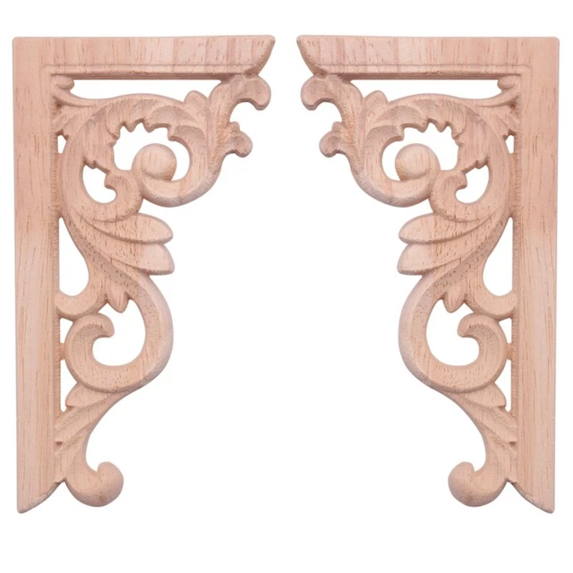 2 pz + destro (1 pz) legno vintage intagliato angolo onlay mobili parete 9068