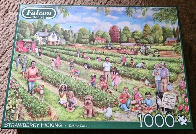 Falcon Deluxe Strawberry Picking Jigsaw Puzzle - 1000 Piece Adult Puzzle (Made In Netherlands)