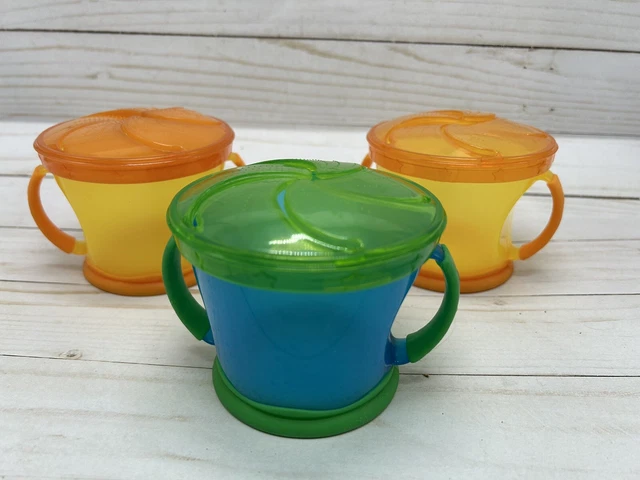 Lot of  3 2006 Munchkin Double Handle Snack Catcher Cups for Toddlers EUC