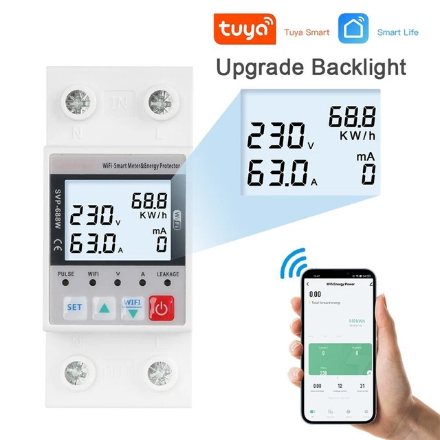 TUYA WLAN Controlled Circuit relè protezione perdite di terra con indicatore di corrente