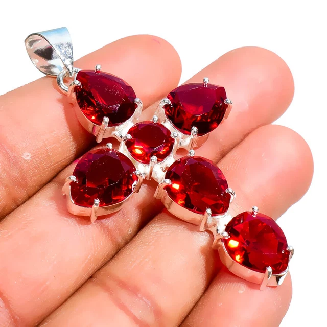 Mozambique Garnet Gemstone Handmade Sterling Silver Party Wear Pear Cut Pendant