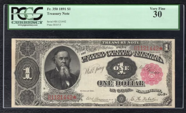 Fr. 350 1891 $1 One Dollar “Stanton” Treasury Coin Note Pcgs Very Fine-30