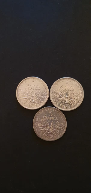 Lot 3 X 5 Francs Semeuse Argent 1960/63/64