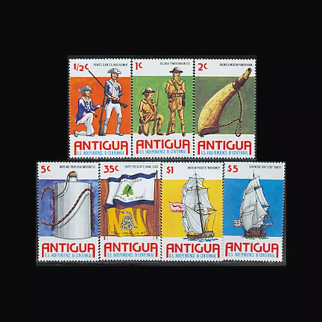 Antigua, Sc #423-29, MNH, 1976, Bicentennial, ships, Military, Cpl. set