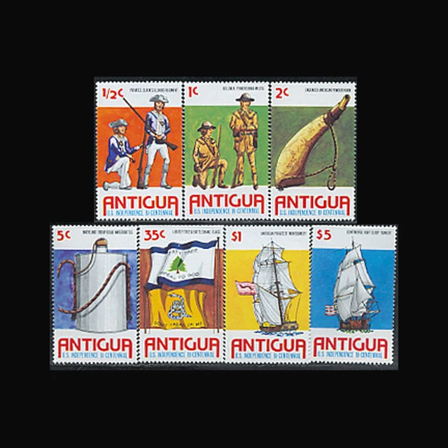Antigua, Sc #423-29, MNH, 1976, Bicentennial, ships, Military, Cpl. set