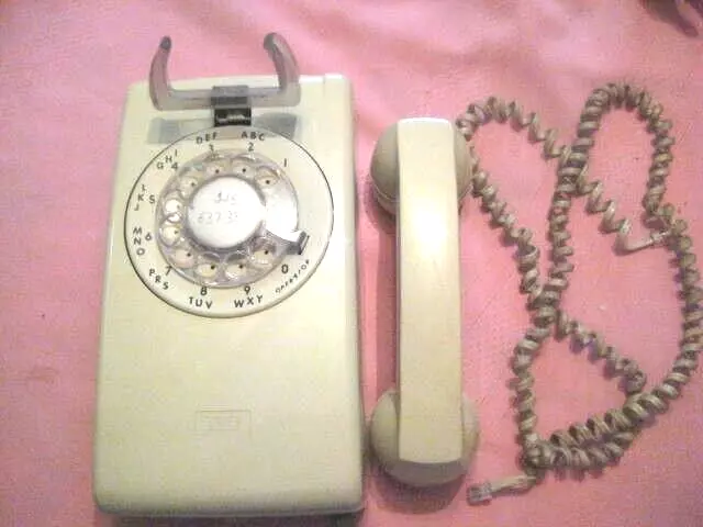 ITT Rotary Dial Wall Telephone Beige Tan 1983 Date