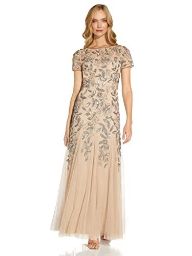 Adrianna Papell Women's Floral Beaded Godet Gown - Choose SZ/color