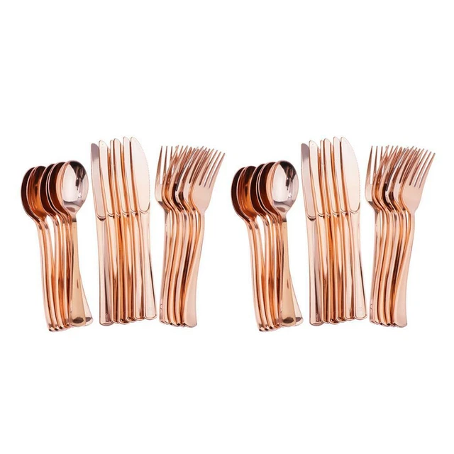 36 Stck. 12 Set Rose Golden Einweg Besteck Abendessen Service für Bankett Party