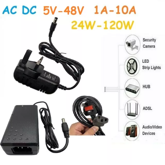 Ac Dc 5V-48V 1A-10A 24W-120W Power Supply Adapter Charger For Led Strip Light