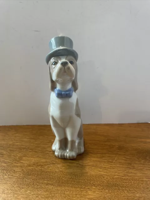 VTG Casades Porcelain Springer Spaniel Figurine Dog Top Hat Bow Tie  EUC 6”