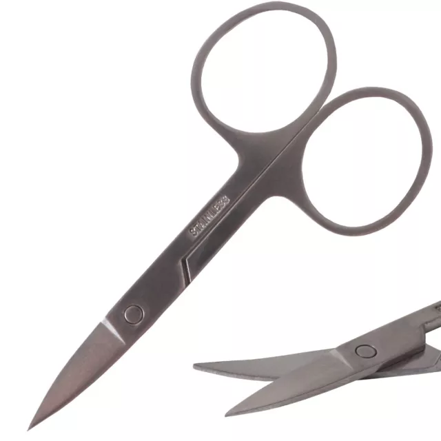 Stainless Steel CURVED POINT NAIL SCISSORS Small Travel Size Precision Cutting