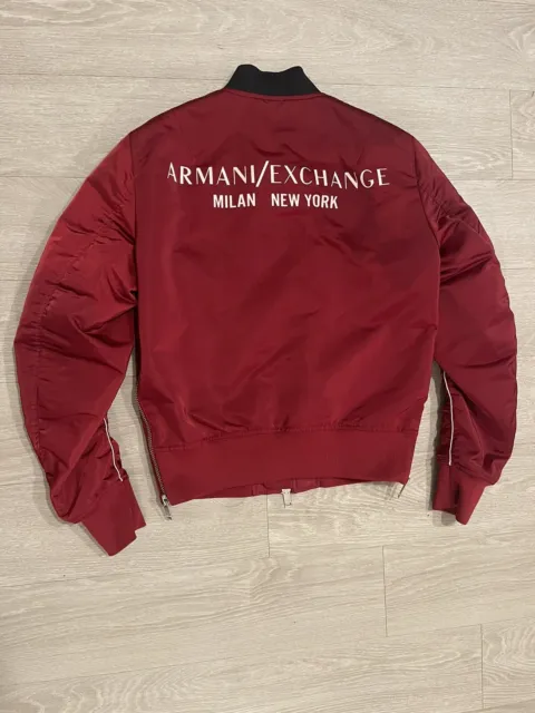Armani Exchange A|X Full Zip Dark Varsity Style Bomber Blouson Jacket
