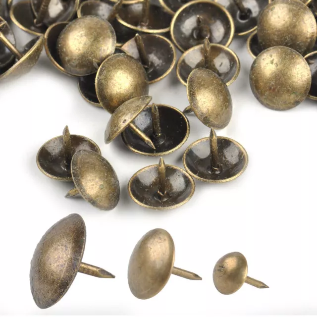 100pcs Antique Brass Round Head Upholstery Sofa Nail Decorative Tack Furniture