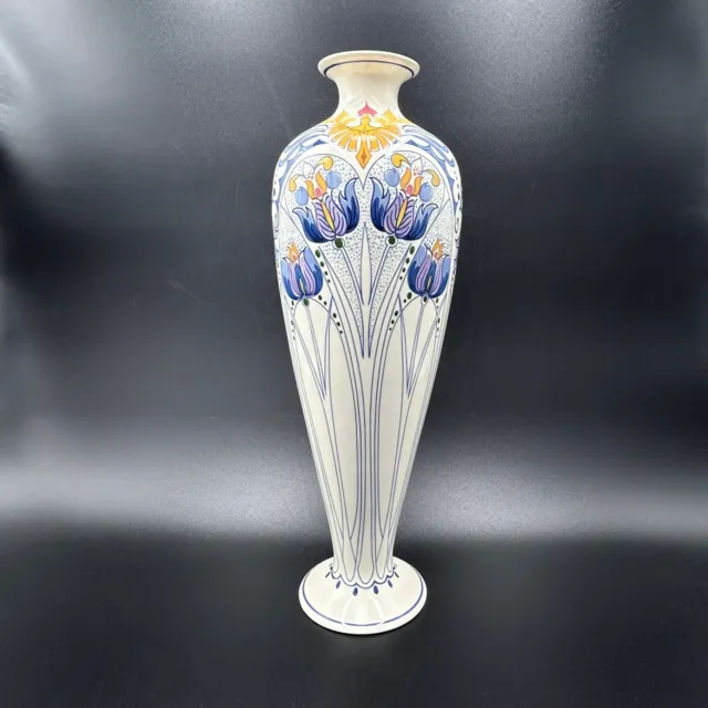 Vintage Royal Goedewaagen Gouda Amata Tall Vase, Art Nouveau w/Authenticity Cert