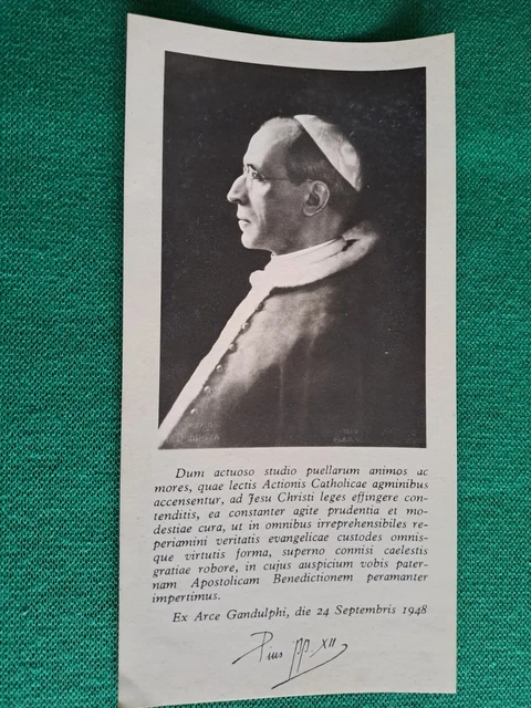 Immaginetta con Pio XII e suo messaggio in latino, 1948