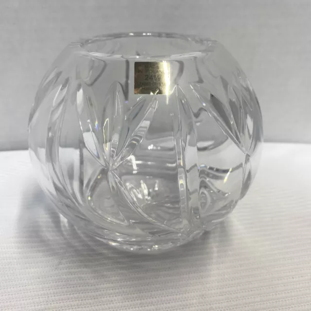 5” Hand Cut 24% Lead Crystal Round Vase Made in Poland