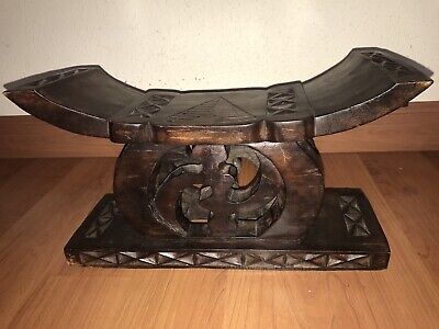 Hand Made Carved Solid Wood Headrest Block Pyramid X Vintage Design