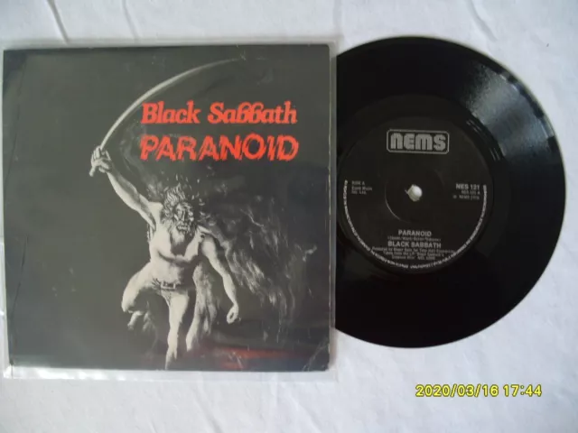 BLACK SABBATH PARANOID / SNOWBLIND NEMS RECORDS UK 7" VINYL SINGLE in PIC/SLEEVE