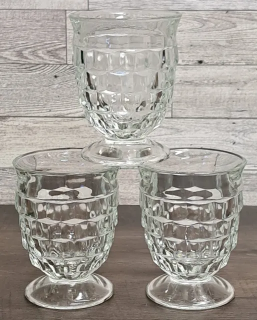 Set of 4 Fostoria American Cube Cubist 4¼" 5 oz. Footed Juice Glass Tumblers