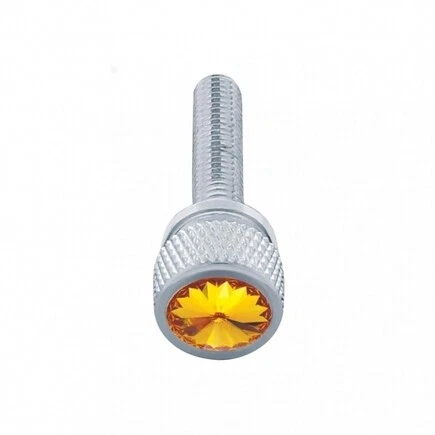 1-3/16" Long M6 Dash Screw W/Crystal-Amber Crystal (12-Pack) For Kenworth; 23821