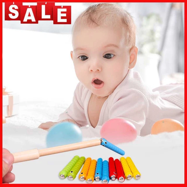 Wooden Strawberry Magnetic Bug Catching Game 5 Worms 1 Trematode Stick Accessory