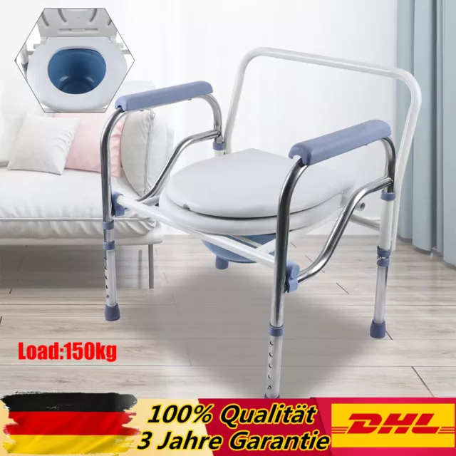 150kg Toilettenstuhl mit WC-Eimer Duschstuhl Toilettensitz Toilettenhilfe Neu