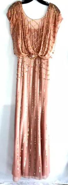 Jenny Packham Sequin Embellished Pink Long Maxi Gown Evening Dress UK 6 / US 2