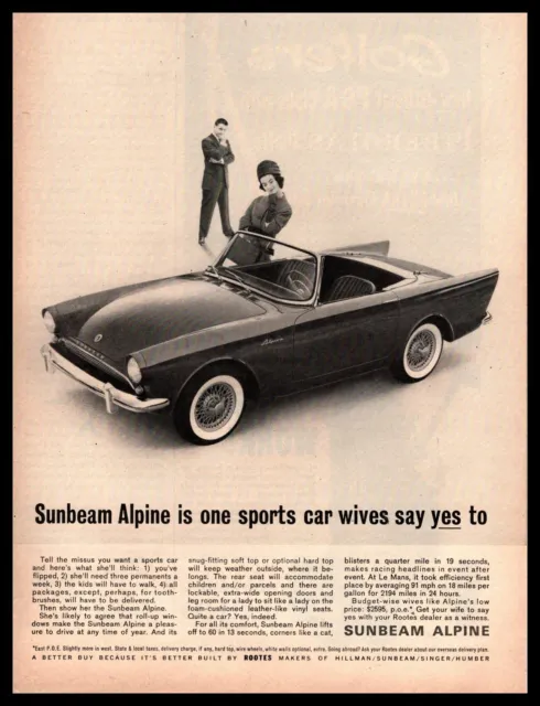 1962 Sunbeam Alpine Series II Convertible Roadster $2595 Vintage Rootes Print Ad