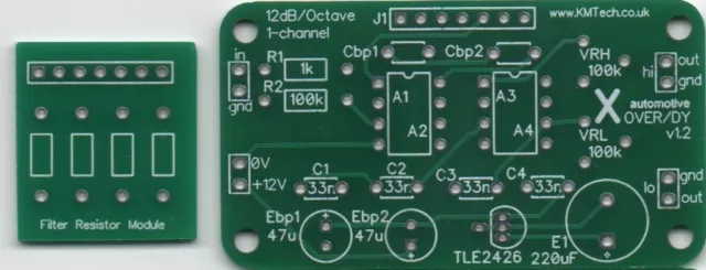 1 channel 12dB/Octave active crossover filter automotive version PCB DIY