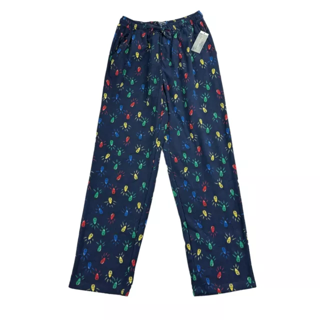 Club Room Mens Holiday Lights Fleece Drawstring Pajama Pants Navy Blue S