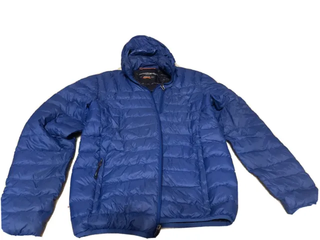 mens hawke & company puffer jacket blue size xs
