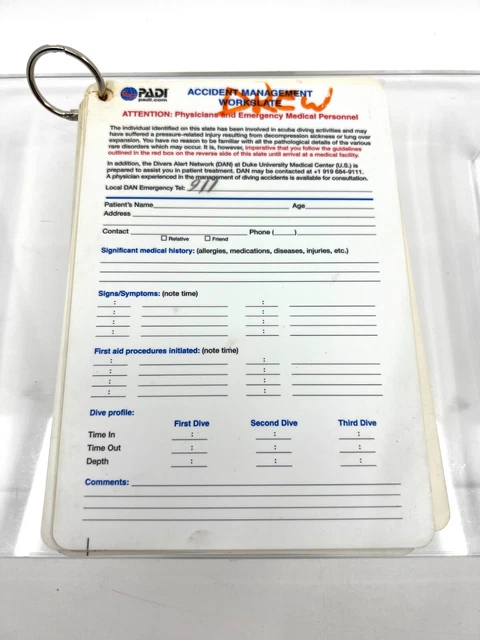 PADI ACCIDENT MANAGEMENT Workslate and Flowchart Scuba Diving EUR 29,50 ...