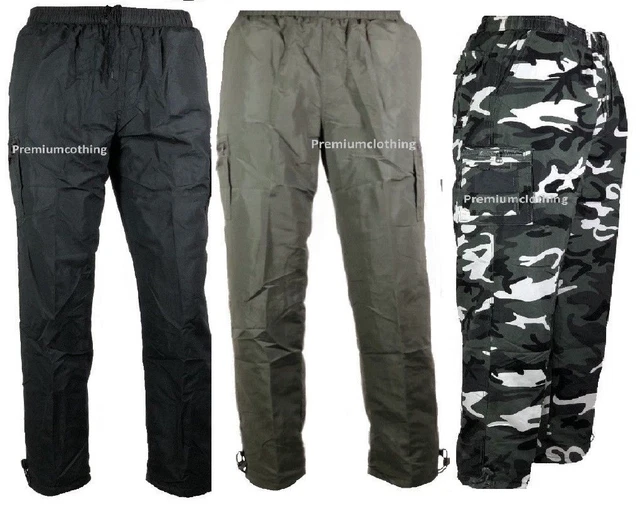 Ex Store Mens Fleece LINED Thermal Elasticated Trousers Cargo Combat Work Pantsz