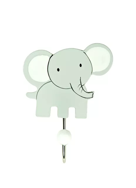 Mousehouse Grey Elephant Single Wooden Wall Hook for Girls Boys Nursery Bedroom