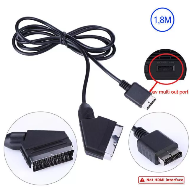 1.8M RGB Scart Kabel Adapter Für Sony Playstation PS1 PS2 PS3 AV Lead Cord  M8B4