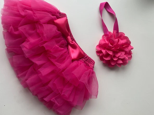 Toddler Baby Girls Hot Pink, Birthday, Tutu Skirt with Headband Small or Medium