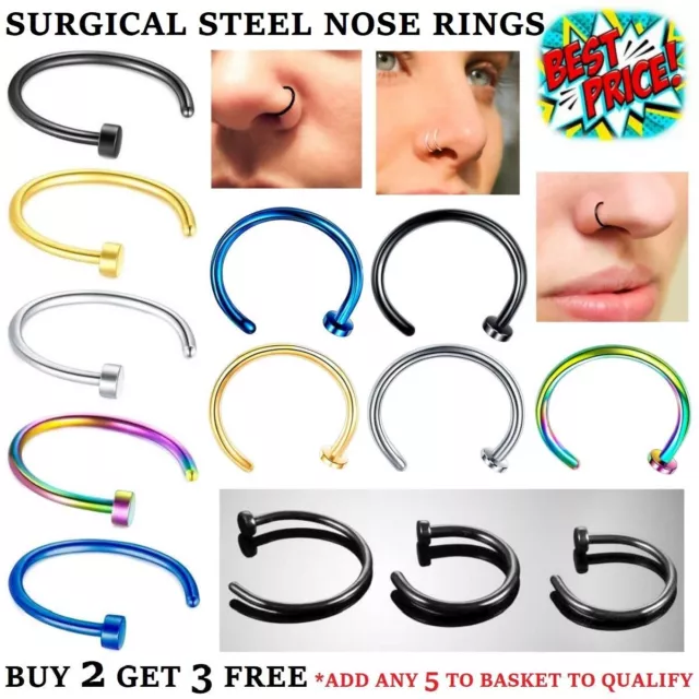 Nose Ring Fake Nose Rings Lip Rings Small Thin Body Piercing Surgical Steel Hoop