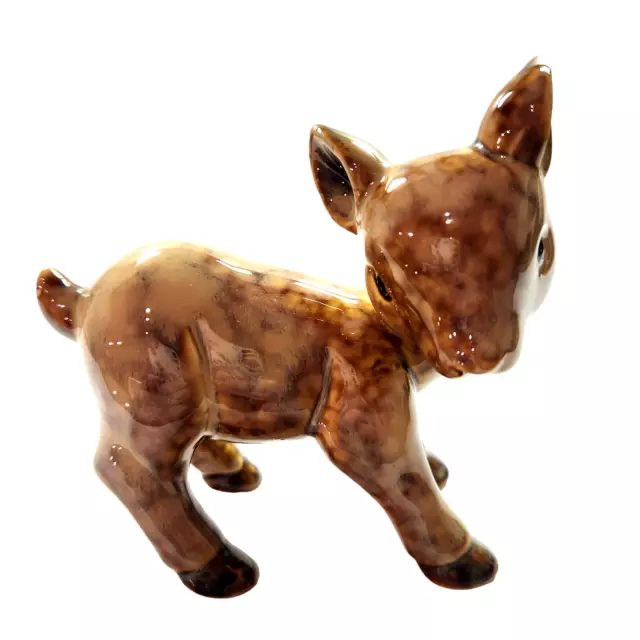 Vintage Baby Deer Glazed Brown Ceramic Animal Figurine