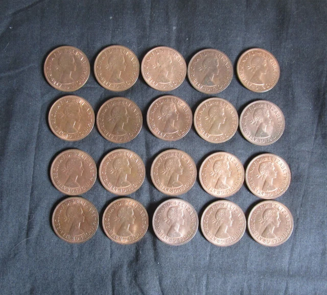 20 X 1966 Elizabeth II Penny 1d Coin - Most in Uncirculated Condition