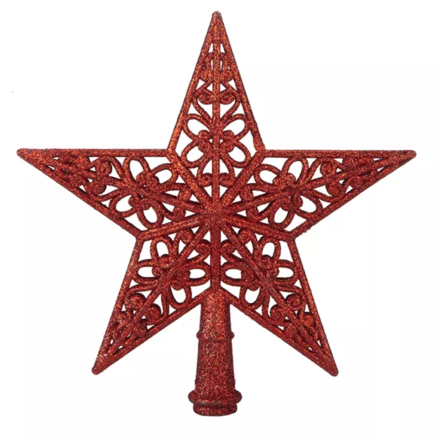 Árbol de Navidad Top Estrella Decorativa - 20cm Completo Purpurina - Rojo