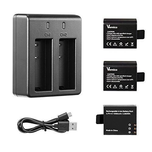 Camera Sport Batterie Rechargeable 1050mAh 3 Kit Chargeur pour Campark/APEMAN/Vi