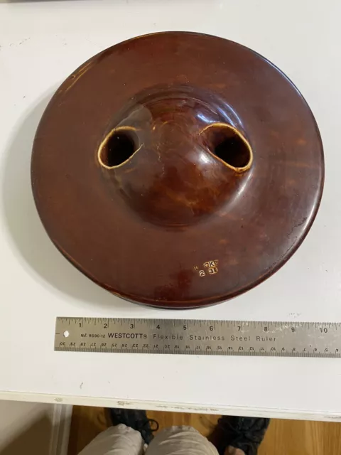 Vintage 10” Disk Type Locke Porcelain Ceramic Suspension Insulators.  Brown