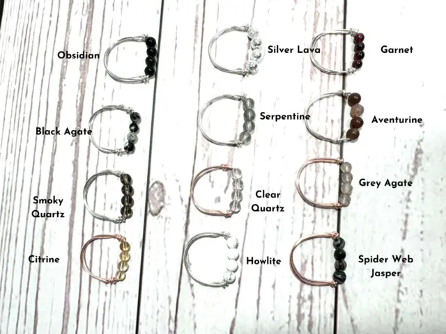 Silver Dainty Crystal Ring - Silver Gemstone Ring - Fidget Ring - Gift