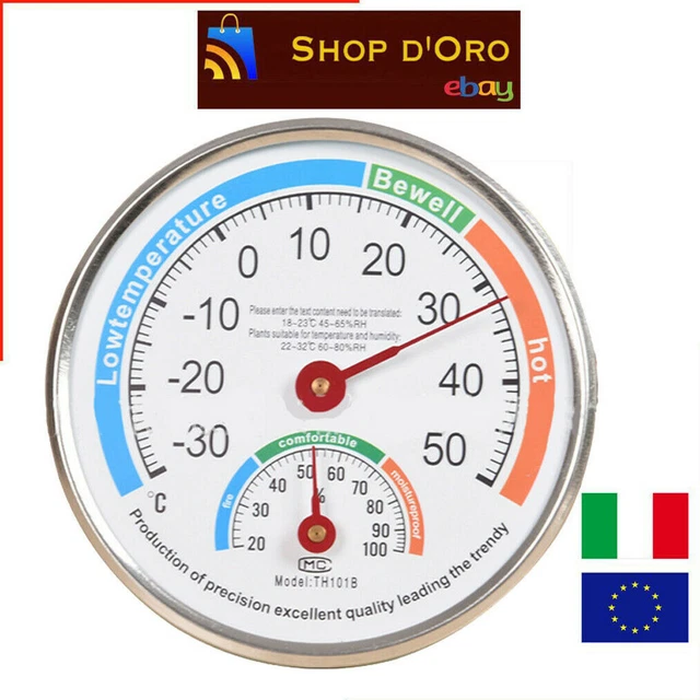 Termometro E Igrometro Analogico In Metallo Per Auto, Diametro 37mm, Indicatore Temperatura E Umidità