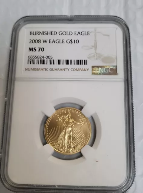 2008-W Burnished American Gold Eagle $10 Quarter Ounce MS 70 NGC 1/4 oz S.R.