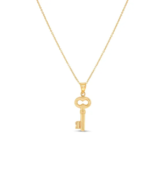 Olive & Chain 14k Gold Key Charm Pendant Necklace