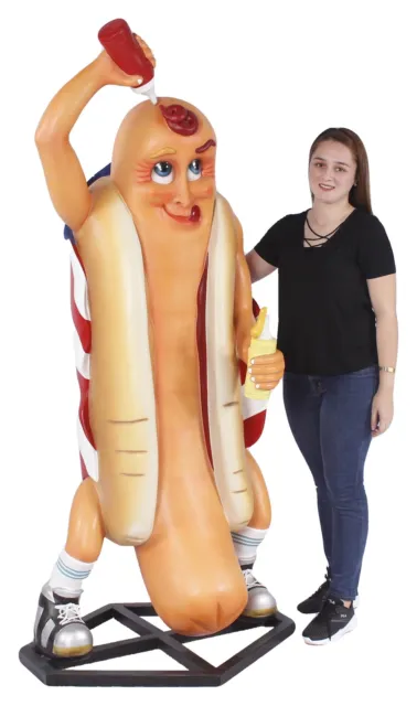 Hotdog Man Display Statue 6FT - Fun Hot Dog Statue - Restaurant Display